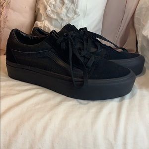 Black semi platform vans